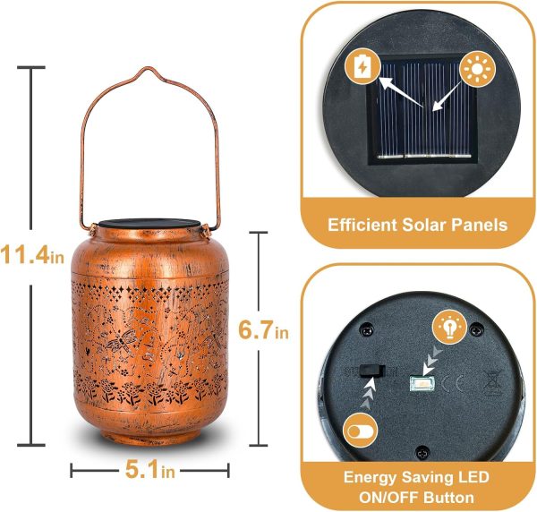 Dragonfly Solar Lanterns Outdoor Waterproof Dragonfly Birthday Gifts for for Women Mom Grandma, Hanging Solar Lights Garden Decoration Outside for Yard, Patio,Pathway Landscape - Image 6