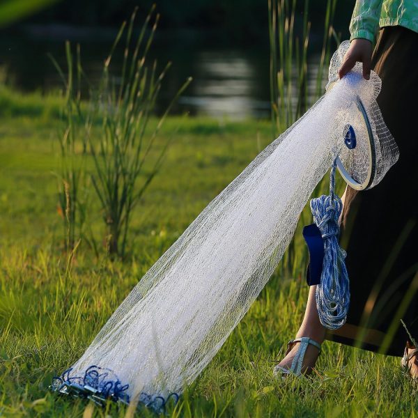 Fishing Net Saltwater Cast Net with Aluminum Ring Fish Net for Minnow Trap Fish Trap 3FT/4FT/5FT/6FT/7FT/8FT/9FT/10FT/11FT/12FT Radius Fishing Nets Cast Nets for Fishing - Image 3