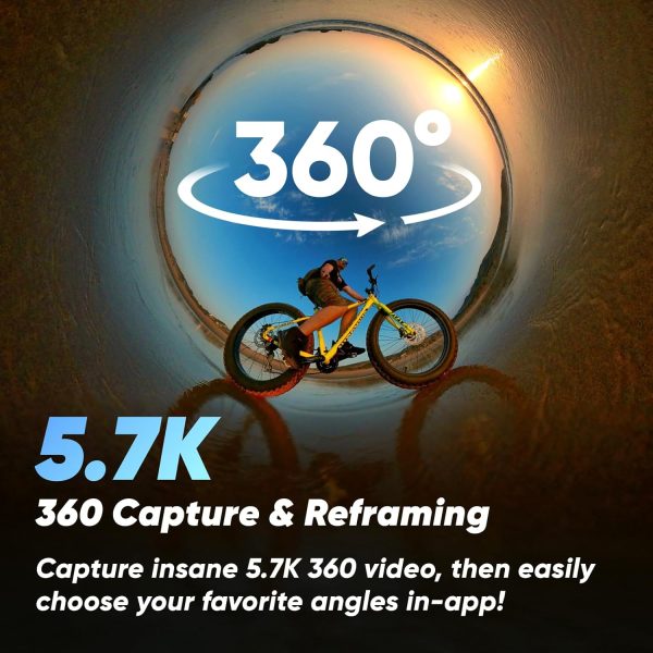Insta360 X3 - Waterproof 360 Action Camera with 1/2" 48MP Sensors, 5.7K 360 Active HDR Video, 72MP 360 Photo, 4K Single-Lens, 60fps Me Mode, Stabilization, 2.29" Touchscreen, AI Editing, Live Stream - Image 2