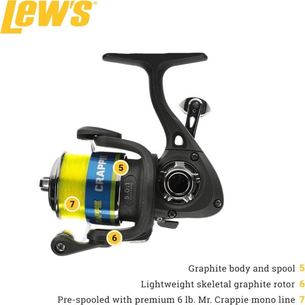 Lew's Crappie Thunder Spinning Fishing Reel, 2 Bearing System, Right or Left-Hand Retrieve, Crappie Thunder Green - Image 3