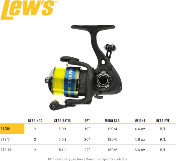 Lew's Crappie Thunder Spinning Fishing Reel, 2 Bearing System, Right or Left-Hand Retrieve, Crappie Thunder Green - Image 4