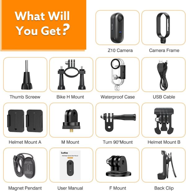 Z10 4K Action Camera, 128GB Wearable Sports Camera with Waterproof Case, Magnetic Clip, and Quick-Mount Accessories, Small Body Cam for Cycling, Diving, Travel, and Outdoor Adventures - Image 7